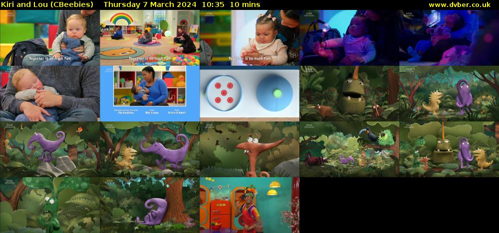 Kiri and Lou (CBeebies) Thursday 7 March 2024 10:35 - 10:45