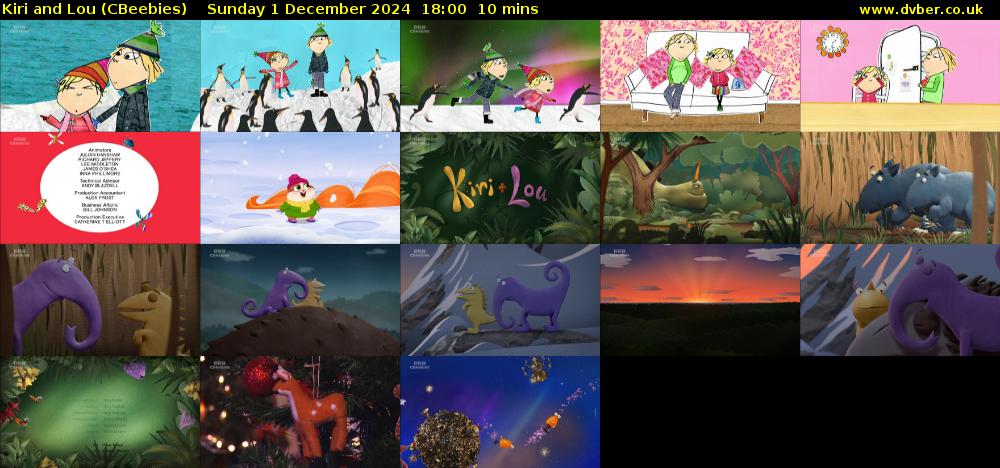 Kiri and Lou (CBeebies) Sunday 1 December 2024 18:00 - 18:10