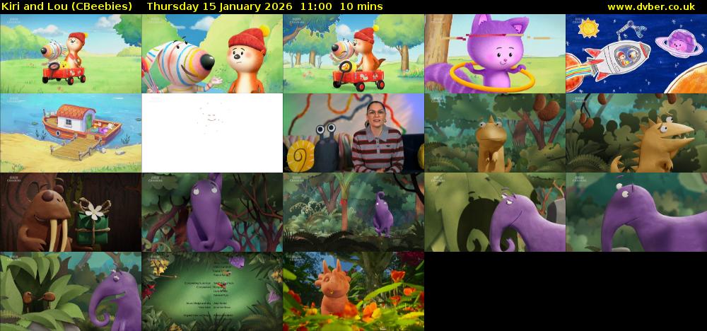 Kiri and Lou (CBeebies) Thursday 15 January 2026 11:00 - 11:10