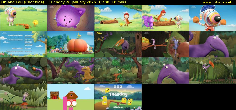 Kiri and Lou (CBeebies) Tuesday 20 January 2026 11:00 - 11:10