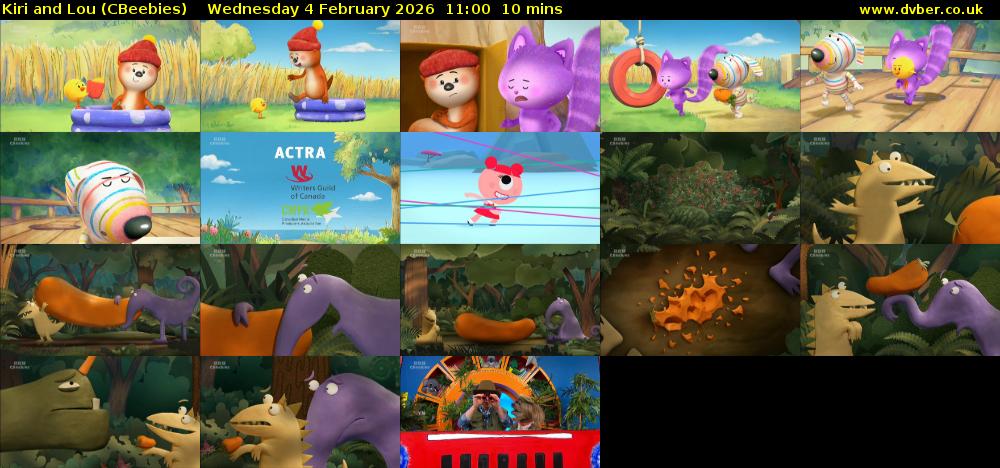 Kiri and Lou (CBeebies) Wednesday 4 February 2026 11:00 - 11:10