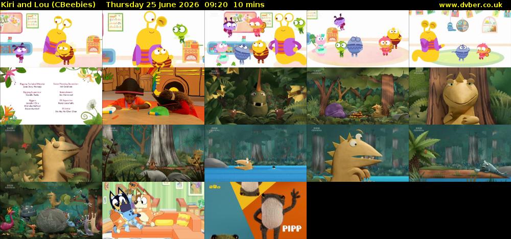 Kiri and Lou (CBeebies) Thursday 25 June 2026 09:20 - 09:30