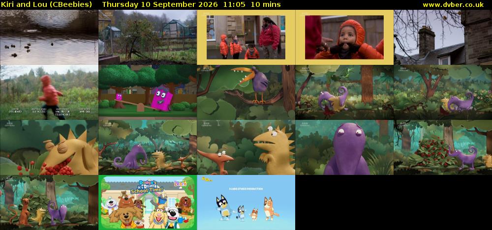 Kiri and Lou (CBeebies) Thursday 10 September 2026 11:05 - 11:15
