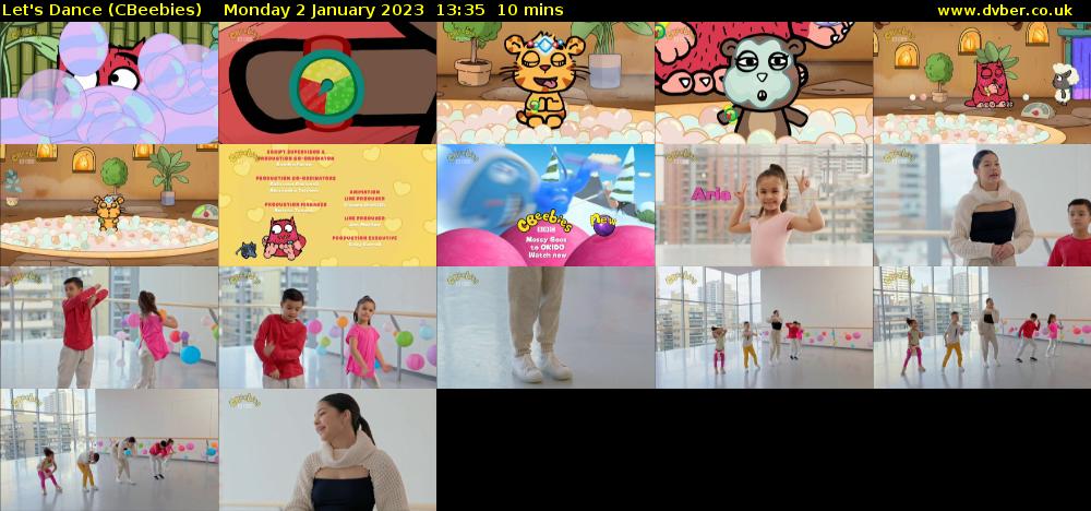 Let's Dance (CBeebies) Monday 2 January 2023 13:35 - 13:45