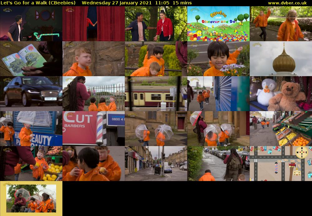 Let's Go For A Walk (CBeebies) Wednesday 27 January 2021 11:05 - 11:20