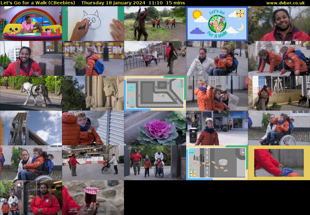 Let's Go For A Walk (CBeebies) Thursday 18 January 2024 11:10 - 11:25