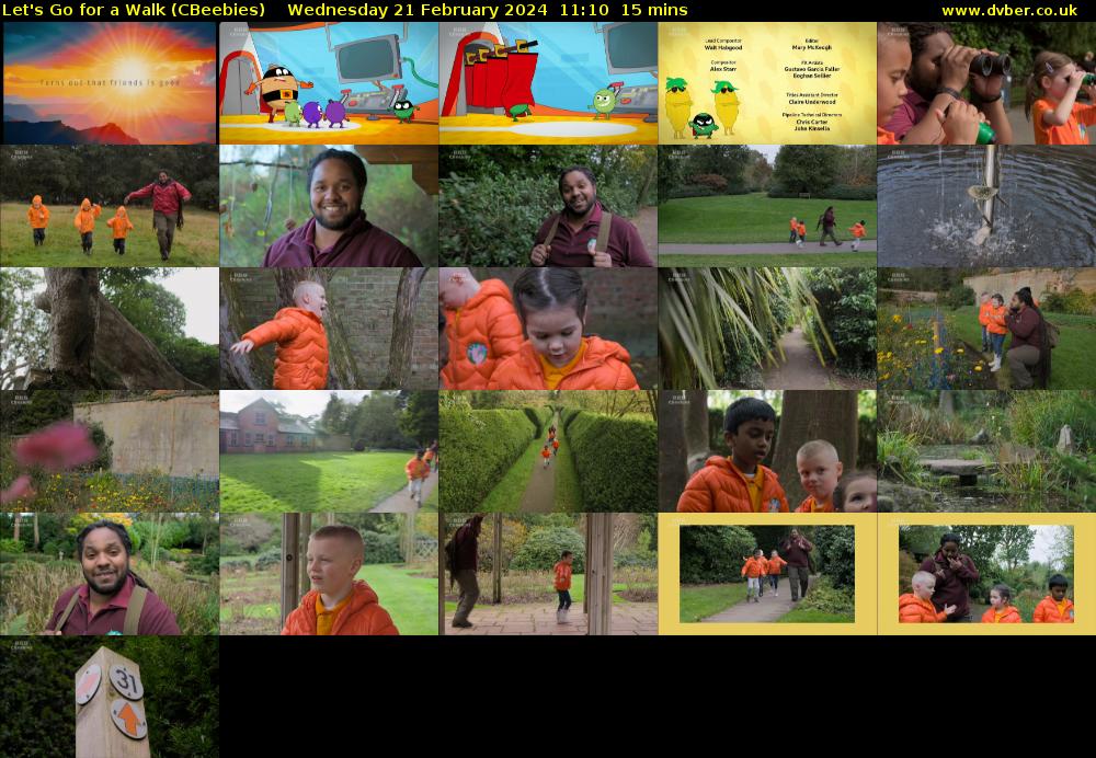 Let's Go For A Walk (CBeebies) Wednesday 21 February 2024 11:10 - 11:25