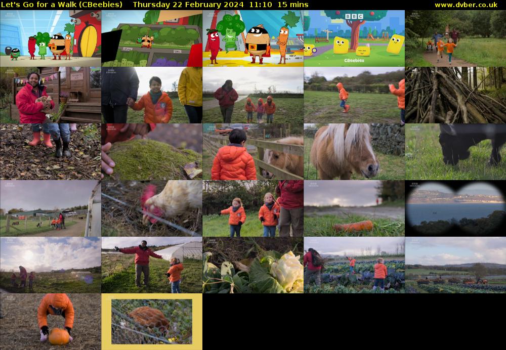 Let's Go For A Walk (CBeebies) Thursday 22 February 2024 11:10 - 11:25