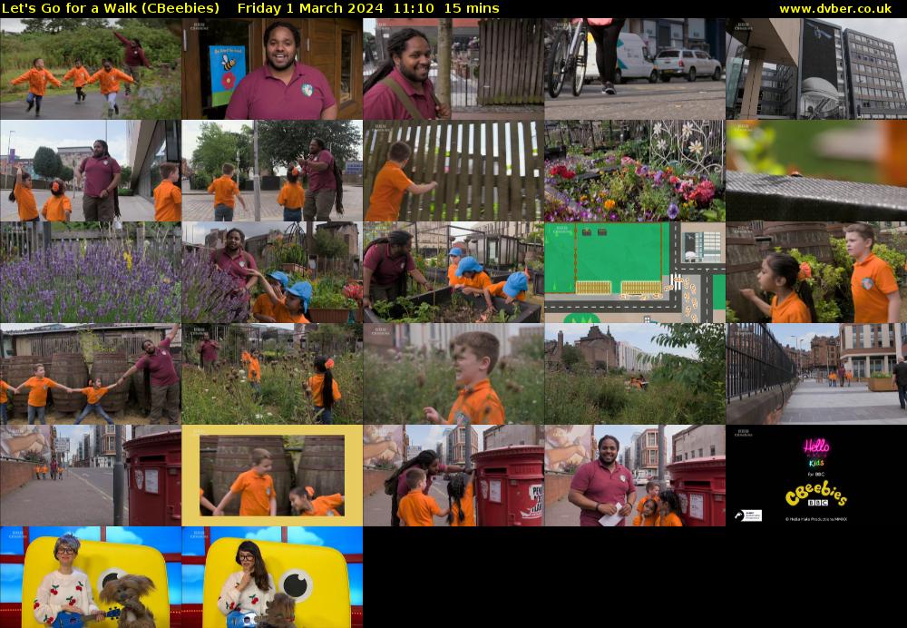Let's Go For A Walk (CBeebies) Friday 1 March 2024 11:10 - 11:25