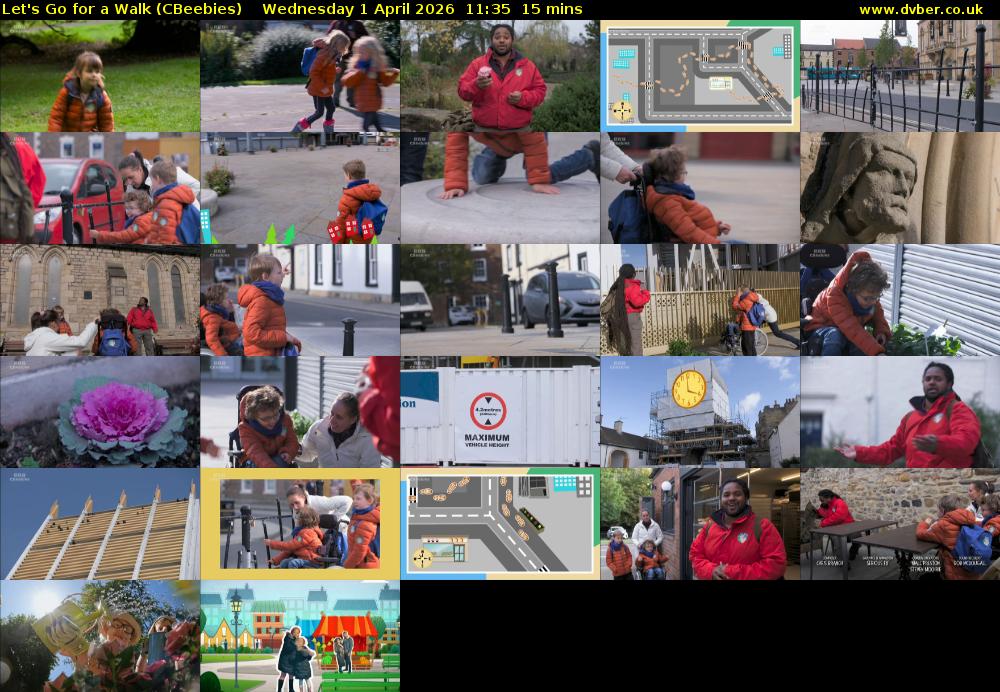 Let's Go For A Walk (CBeebies) Wednesday 1 April 2026 11:35 - 11:50