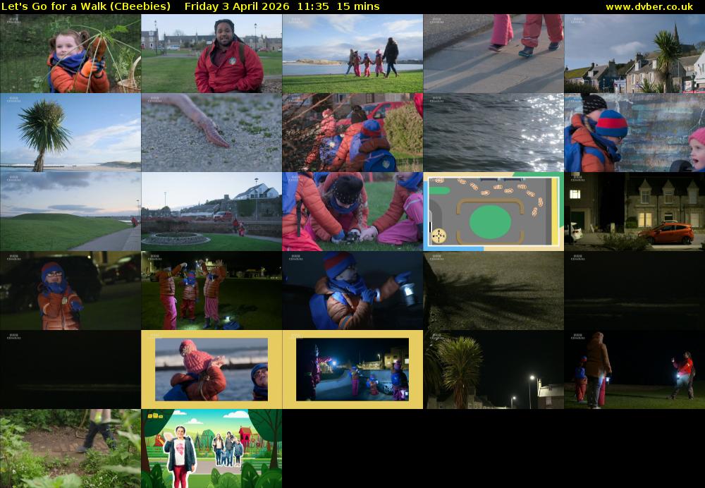 Let's Go For A Walk (CBeebies) Friday 3 April 2026 11:35 - 11:50