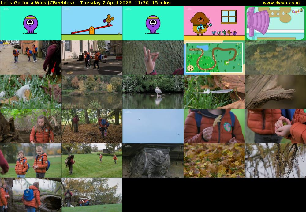 Let's Go For A Walk (CBeebies) Tuesday 7 April 2026 11:30 - 11:45