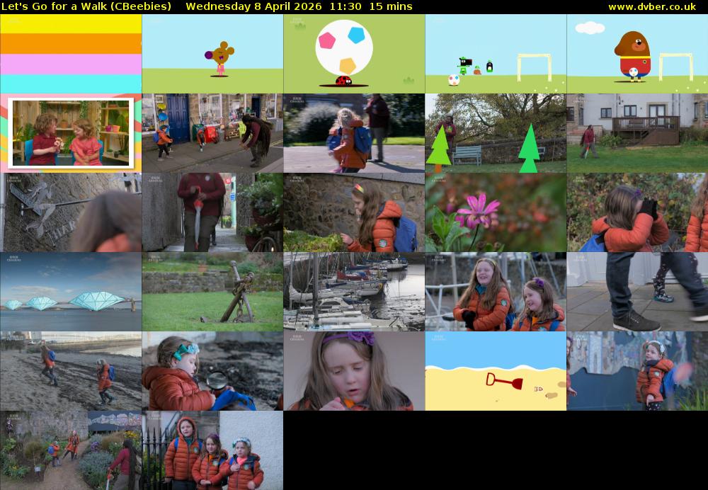 Let's Go For A Walk (CBeebies) Wednesday 8 April 2026 11:30 - 11:45