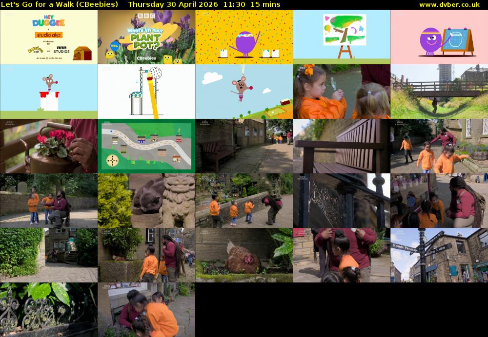 Let's Go For A Walk (CBeebies) Thursday 30 April 2026 11:30 - 11:45