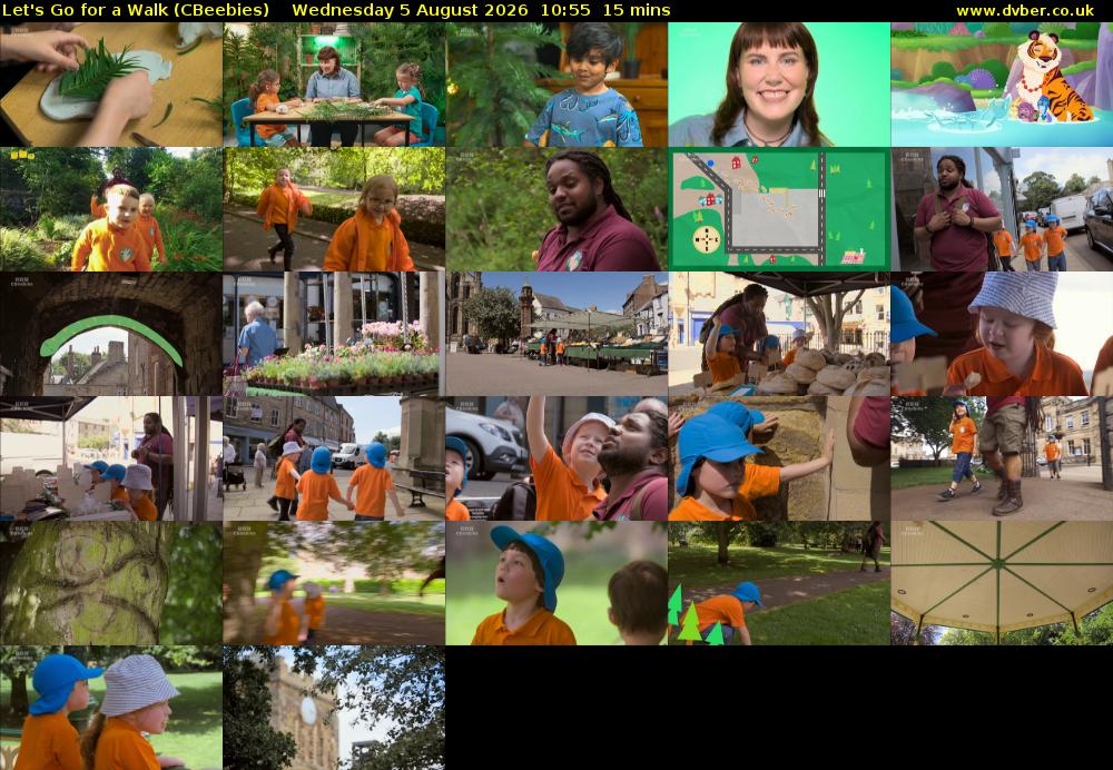 Let's Go For A Walk (CBeebies) Wednesday 5 August 2026 10:55 - 11:10