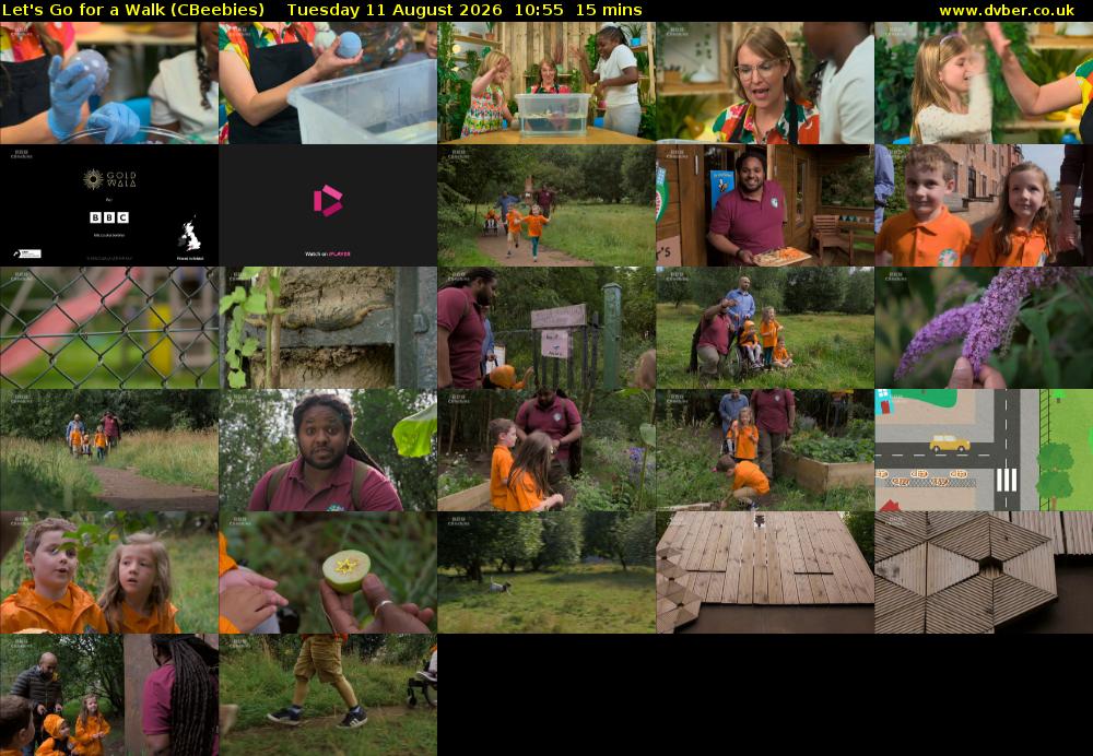 Let's Go For A Walk (CBeebies) Tuesday 11 August 2026 10:55 - 11:10