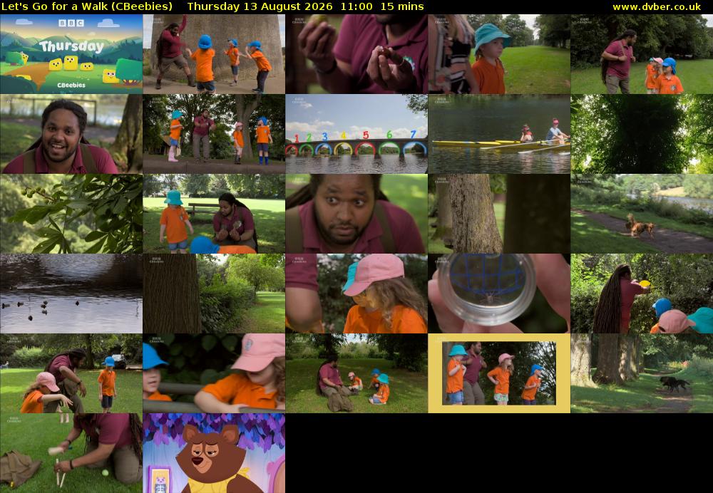 Let's Go For A Walk (CBeebies) Thursday 13 August 2026 11:00 - 11:15