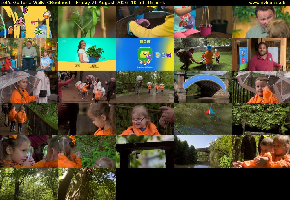 Let's Go For A Walk (CBeebies) Friday 21 August 2026 10:50 - 11:05