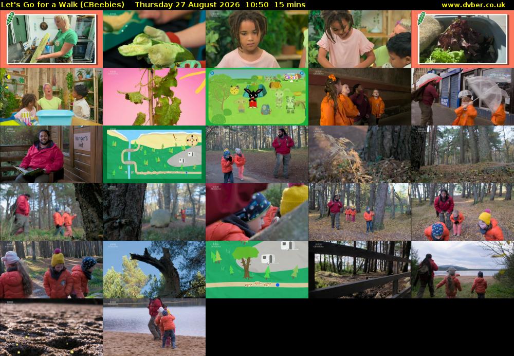 Let's Go For A Walk (CBeebies) Thursday 27 August 2026 10:50 - 11:05