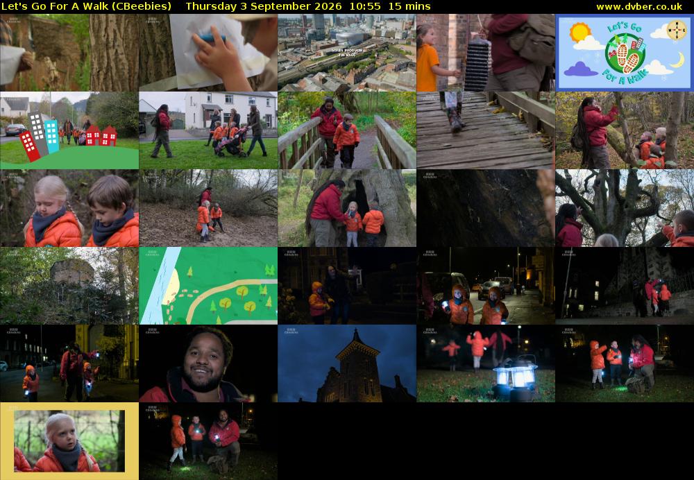 Let's Go For A Walk (CBeebies) Thursday 3 September 2026 10:55 - 11:10