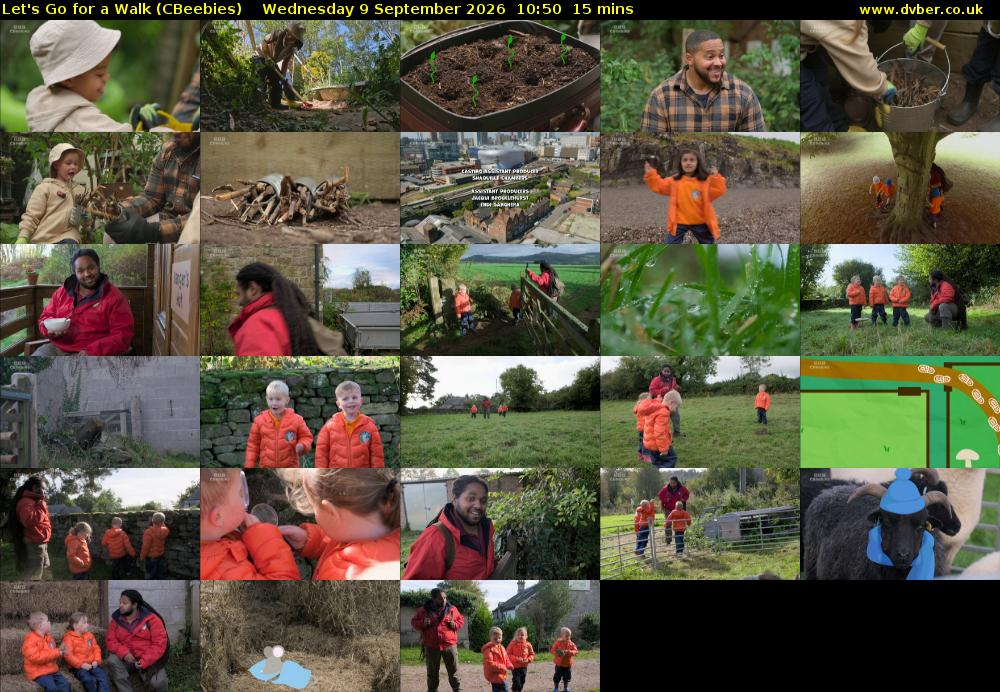 Let's Go For A Walk (CBeebies) Wednesday 9 September 2026 10:50 - 11:05