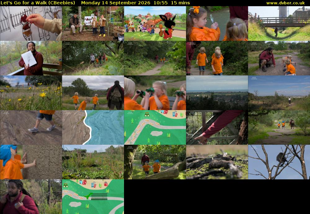 Let's Go For A Walk (CBeebies) Monday 14 September 2026 10:55 - 11:10