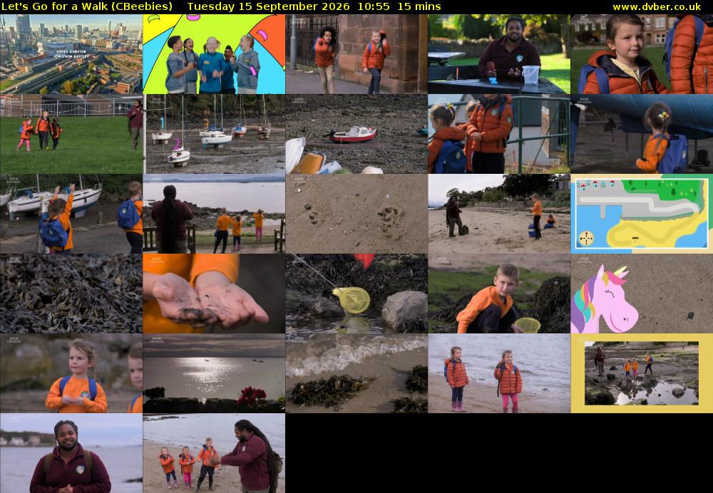 Let's Go For A Walk (CBeebies) Tuesday 15 September 2026 10:55 - 11:10