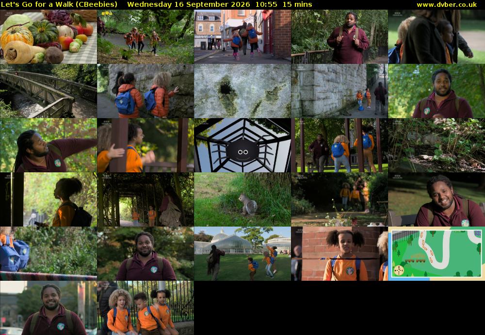 Let's Go For A Walk (CBeebies) Wednesday 16 September 2026 10:55 - 11:10