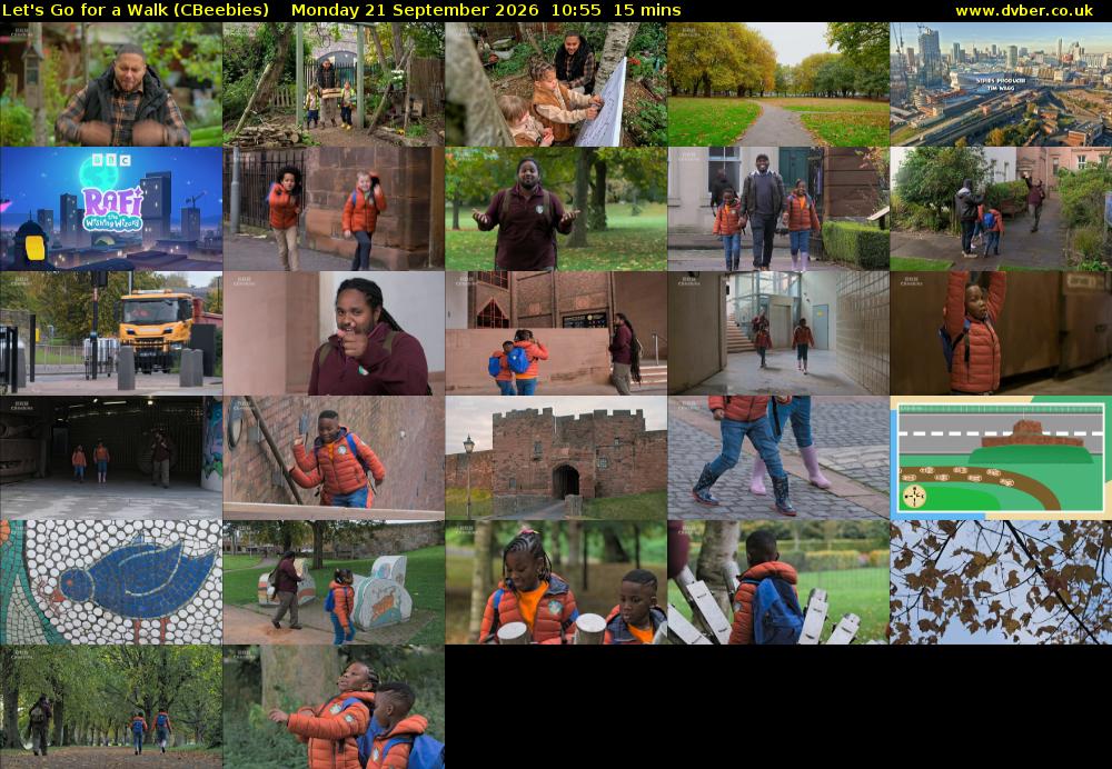 Let's Go For A Walk (CBeebies) Monday 21 September 2026 10:55 - 11:10