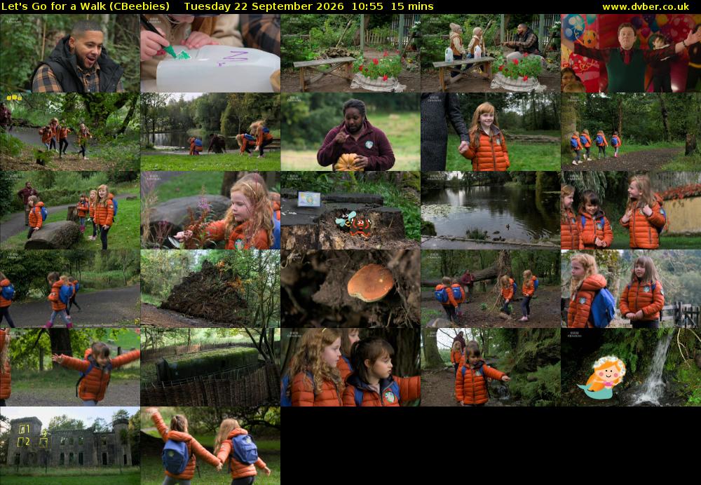 Let's Go For A Walk (CBeebies) Tuesday 22 September 2026 10:55 - 11:10