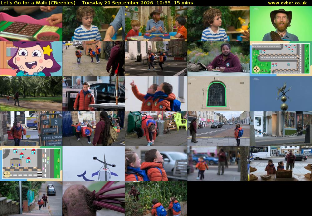 Let's Go For A Walk (CBeebies) Tuesday 29 September 2026 10:55 - 11:10