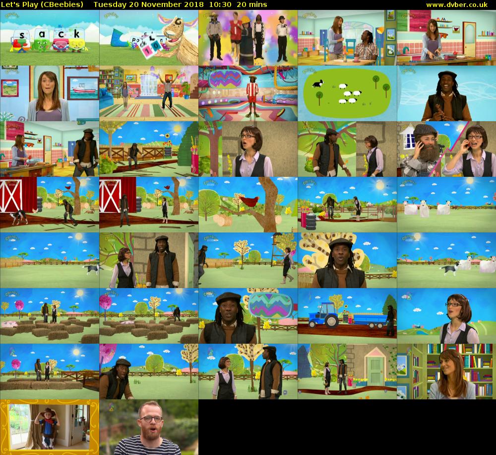 Let's Play (CBeebies) Tuesday 20 November 2018 10:30 - 10:50