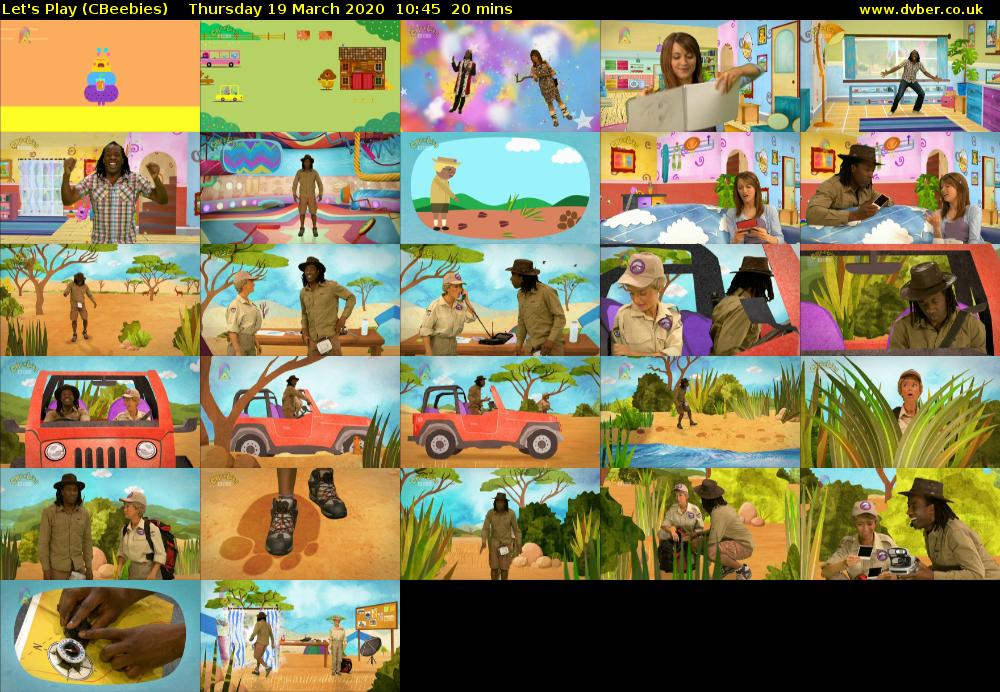 Let's Play (CBeebies) Thursday 19 March 2020 10:45 - 11:05