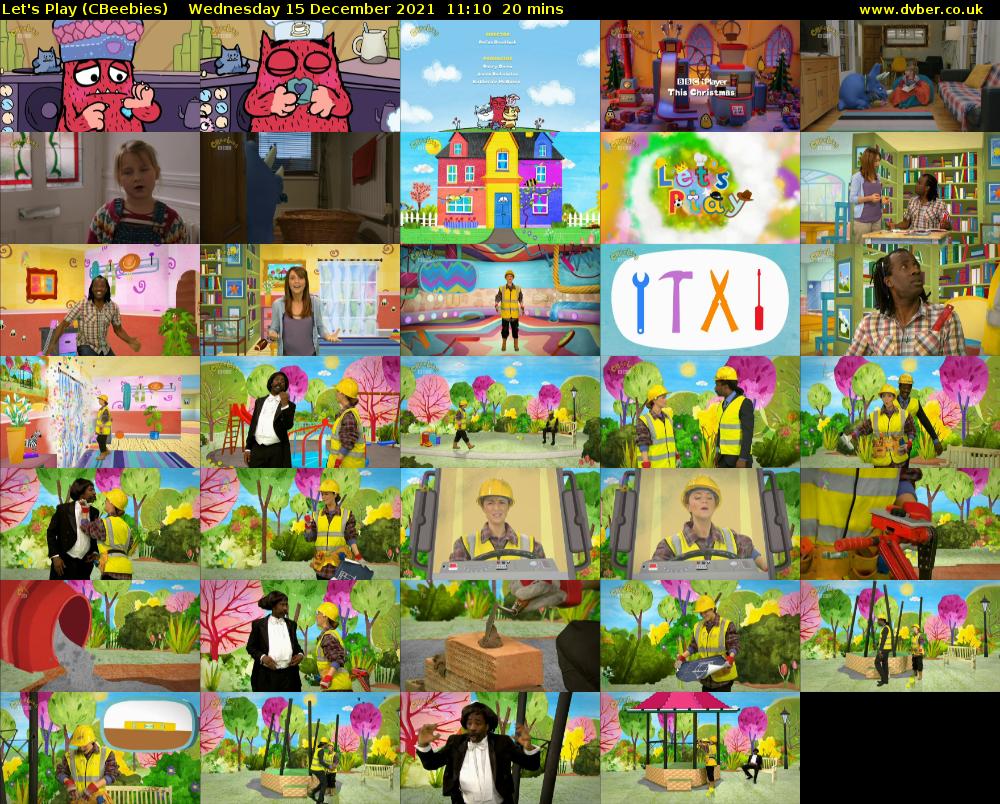 Let's Play (CBeebies) Wednesday 15 December 2021 11:10 - 11:30