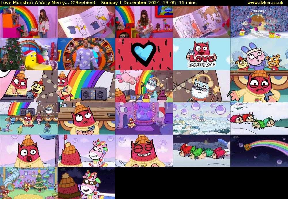 Love Monster: A Very Merry... (CBeebies) Sunday 1 December 2024 13:05 - 13:20