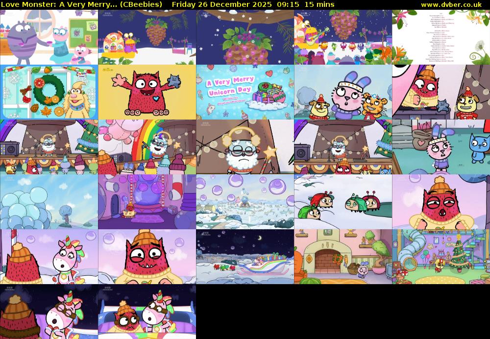 Love Monster: A Very Merry... (CBeebies) Friday 26 December 2025 09:15 - 09:30