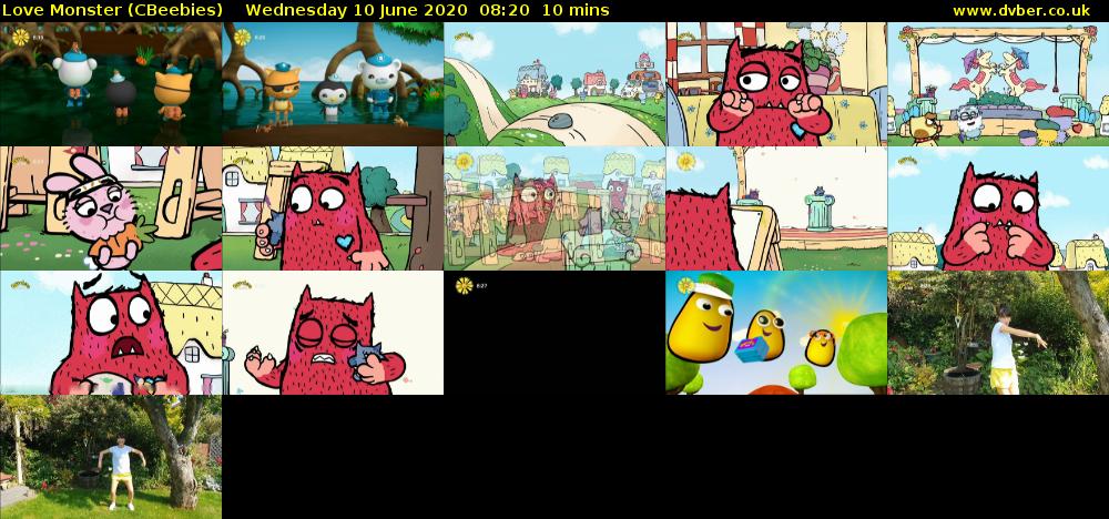 Love Monster (CBeebies) Wednesday 10 June 2020 08:20 - 08:30