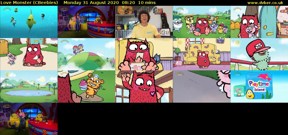Love Monster (CBeebies) Monday 31 August 2020 08:20 - 08:30