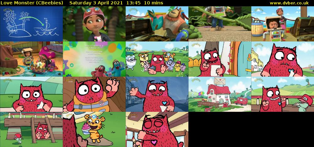 Love Monster (CBeebies) Saturday 3 April 2021 13:45 - 13:55