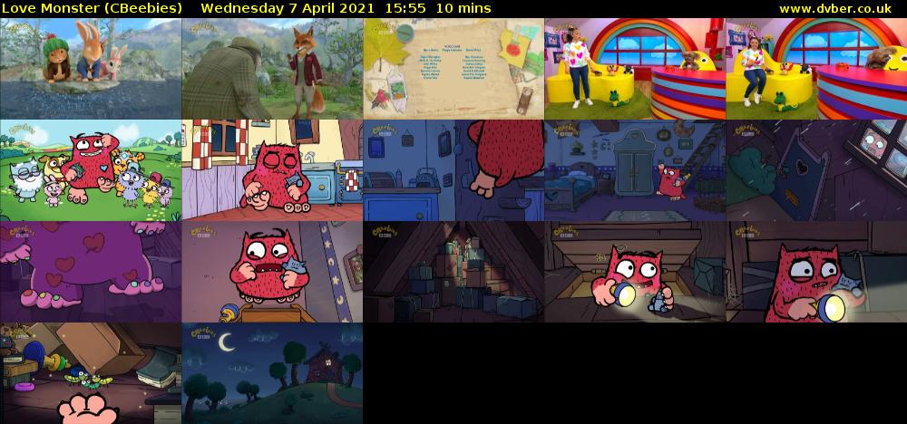 Love Monster (CBeebies) Wednesday 7 April 2021 15:55 - 16:05