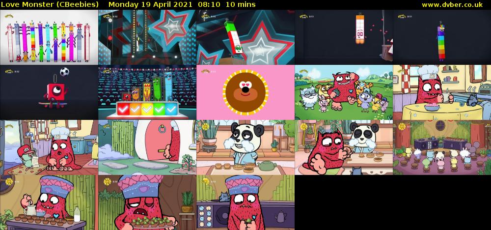 Love Monster (CBeebies) Monday 19 April 2021 08:10 - 08:20