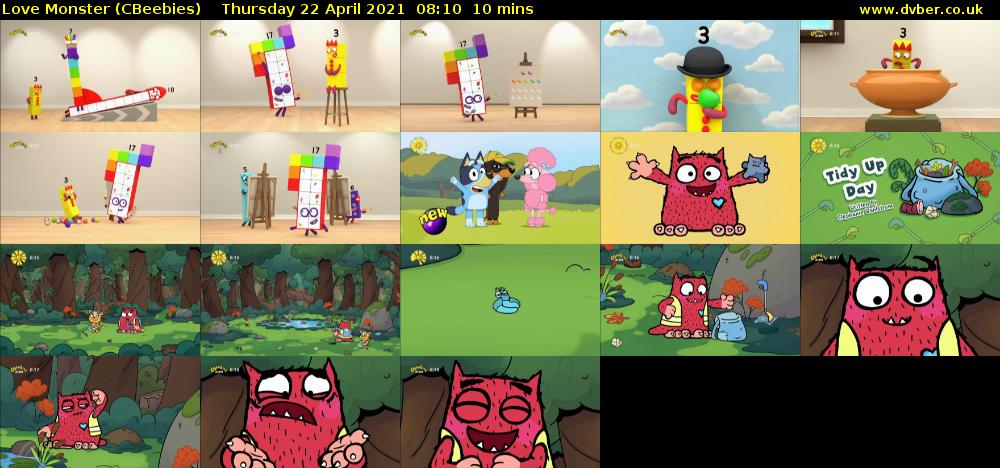 Love Monster (CBeebies) Thursday 22 April 2021 08:10 - 08:20