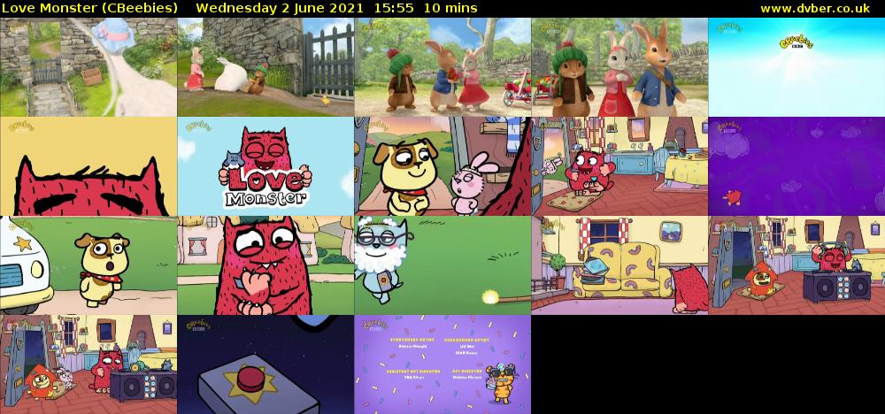 Love Monster (CBeebies) Wednesday 2 June 2021 15:55 - 16:05