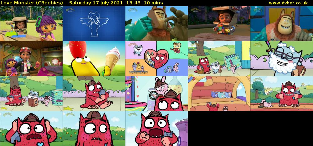 Love Monster (CBeebies) Saturday 17 July 2021 13:45 - 13:55