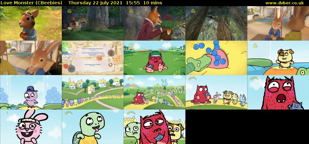 Love Monster (CBeebies) Thursday 22 July 2021 15:55 - 16:05