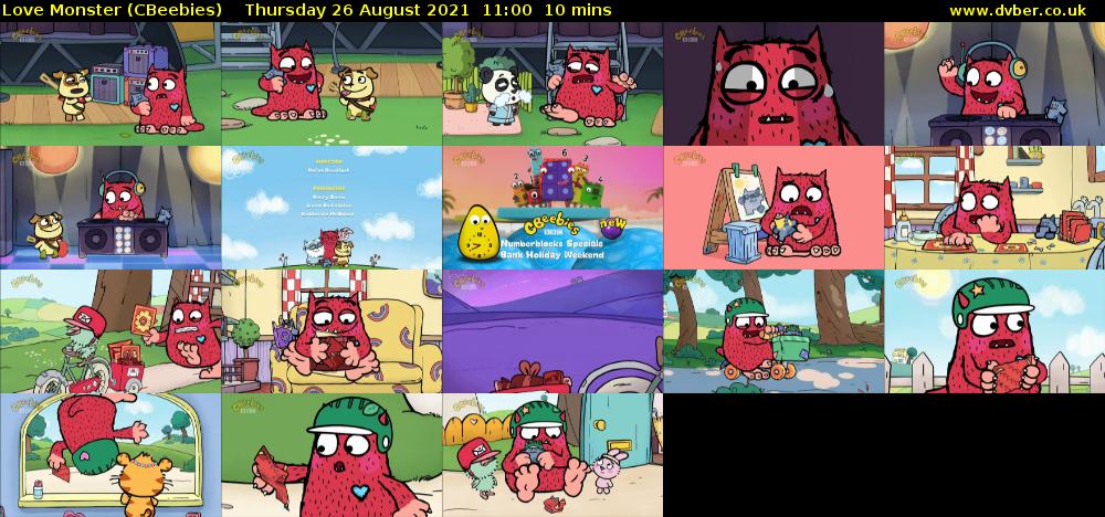 Love Monster (CBeebies) Thursday 26 August 2021 11:00 - 11:10