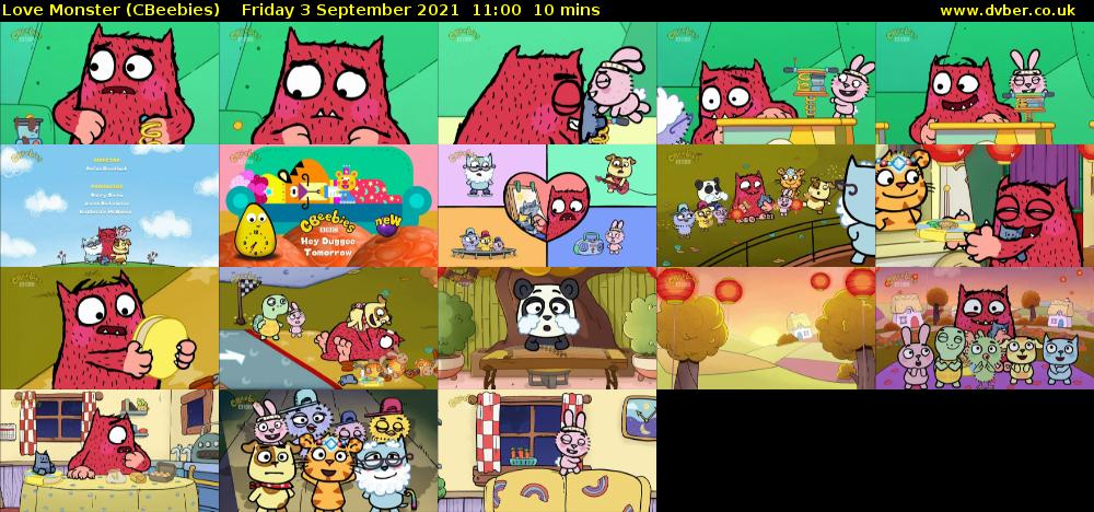 Love Monster (CBeebies) Friday 3 September 2021 11:00 - 11:10