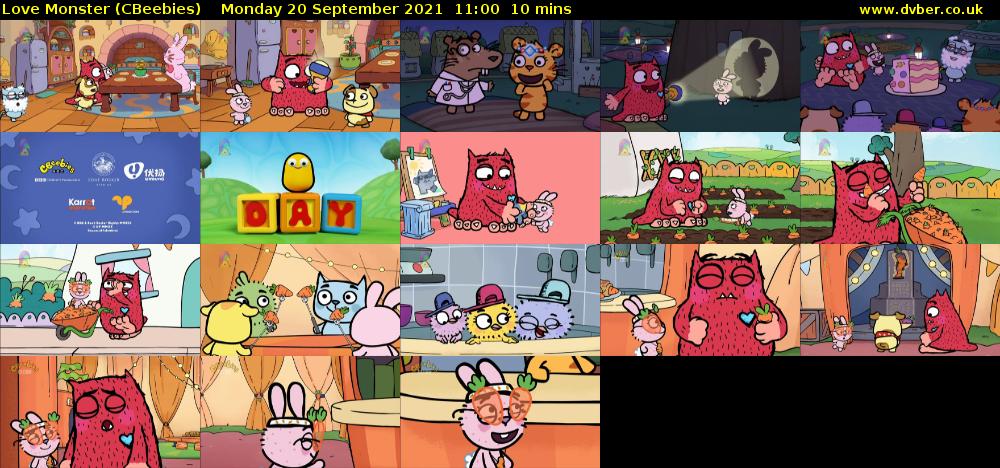 Love Monster (CBeebies) Monday 20 September 2021 11:00 - 11:10