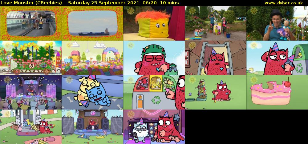 Love Monster (CBeebies) Saturday 25 September 2021 06:20 - 06:30