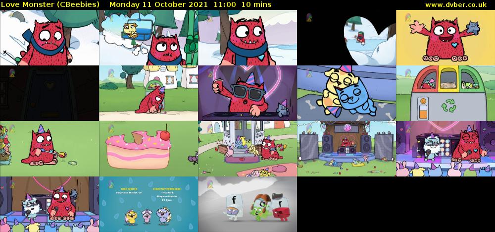 Love Monster (CBeebies) Monday 11 October 2021 11:00 - 11:10